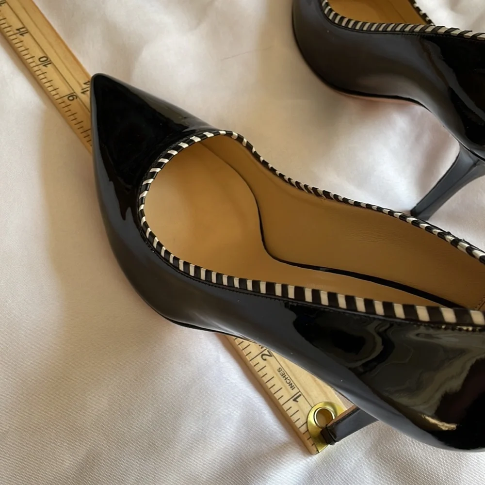 Kate Spade Black with White Trim Accent Patent High Heels Pumps - Picture 15 of 15